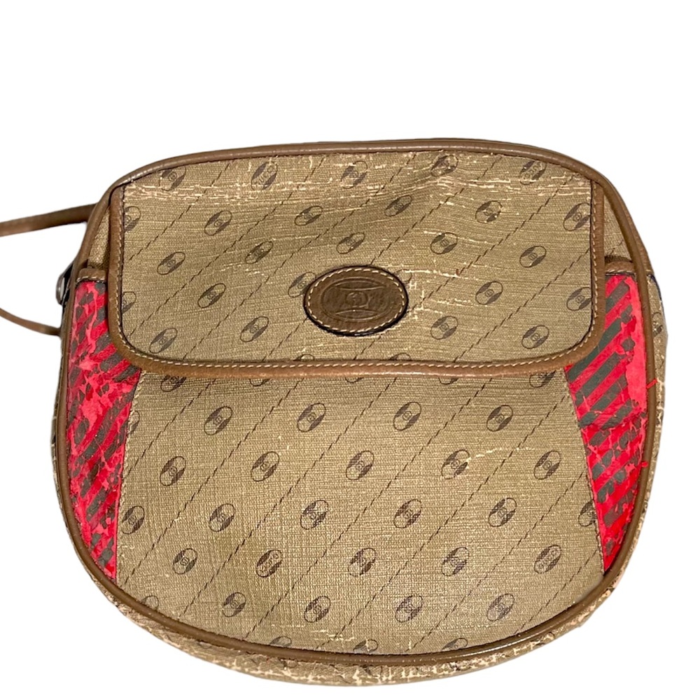 GUCCI Vintage Anniversary Collection Diagonal Striped Leather Crossbody Bag